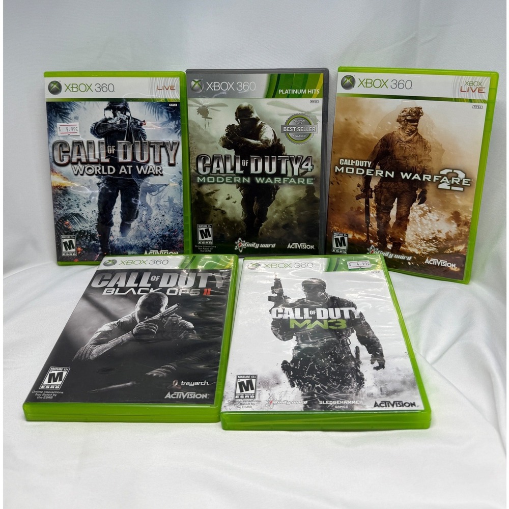 Call of Duty Xbox 360 Bundle World at War MW 1 2 3 Black Ops II Lot of 5 Games